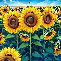 above a field of sunflowers the Milky Way curves in a summer sky digital art