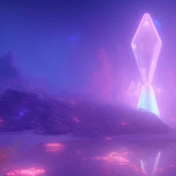 a crystalised blue pink spaceship, gold, diamonds, lightbeams, cosmic background, atmospheric, realistic, unreal engine, 8k. Cinematic lighting, octane render.