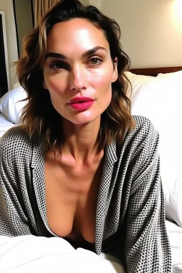 Gal Gadot in pj's under the sheets