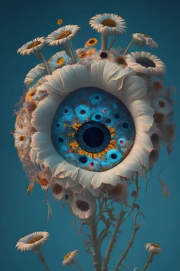 A skeleton with flowers in eye hole