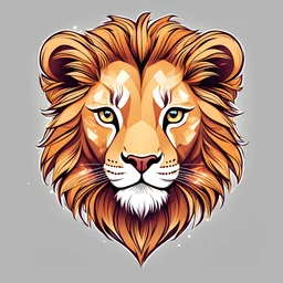 Cute Lion face with adorable eyes / t-shirt design / clear lines/ neofuturist