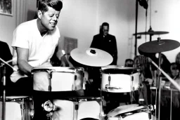 JFK playing the drums