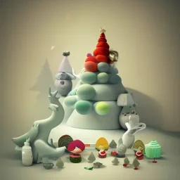clean art of christmas eleents, soft lighting, soft pastel gradients, high definition, 3d icon clay render, blender 3d by Alexander Jansson