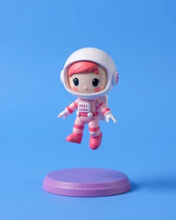 popmart's spacemolly figurine, floating on solid background color