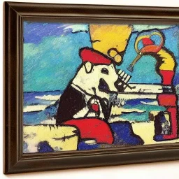 old dog smoking a pipe on beach by kandinsky