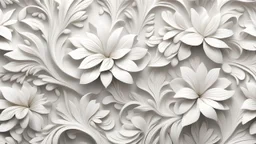 Hyper Realistic Abstract White Floral Patterns White Wall