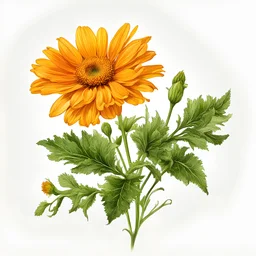 calendula flower on white background, illustration