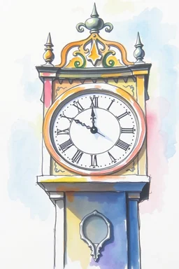 SKETCH WATERCOLOR PASTEL COLOURS - “The Timekeeper’s Clock”