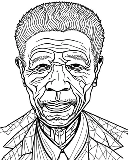 illustrate image of Nelson Mandela, simple line ar, white background, high quality, no gradient, , no fill, no solids, coloring book for kids