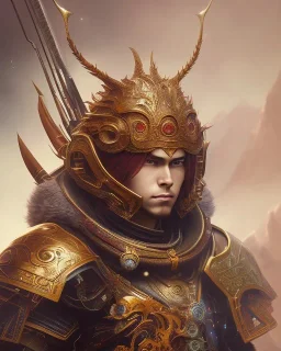 Detailed anime creature, red hair, dragon scale armour, intricate details, full body portrait, keep head in frame, slight smile, black Japanese motif, concept art, highly detailed, digital painting, concept art, sharp focus, illustration, art by Yoji Shinkawa, WLOP and greg rutkowski and alphonse mucha and artgerm and yanjun Chen and Junji ito and Makoto Shinkai, HDR, octane render, dark background