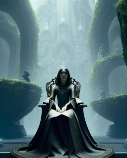 A young vampire girl sitting on a great throne , black and white by Greg Rutkowski, Sung Choi, Mitchell Mohrhauser, Maciej Kuciara, Johnson Ting, Maxim Verehin, Peter Konig, 8k photorealistic, cinematic lighting, HD, high details, dramatic, atmosphereric, trending on artstation