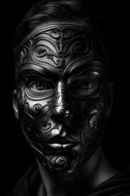 Every person has two lives, a carefully constructed facade visible to all and a hidden, mysterious inner world known only to themselves. This enigmatic dichotomy is depicted in a mesmerizing portrait: a person wearing a mask of confidence and cheerfulness for the world to see, while their eyes betray a depth of emotion and complexity. The image, perhaps a painting, captures the duality of human existence with exquisite detail and a profound sense of wonder. The vivid colors and intricate brushwo