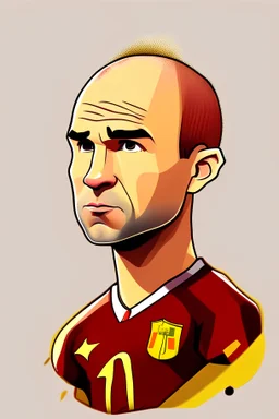 Andres Iniesta Spanish soccer player cartoon 2d
