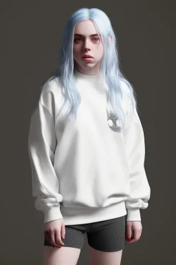 Billie Eilish, underpants, white socks, pale skin, high detail, realistic, 8k, not to be distinguished from a photo