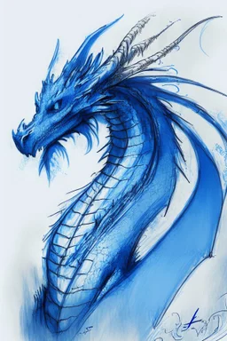 sketch of a blue dragon