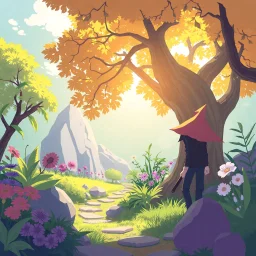 Modern animation style image, fantasy genre, "Garden of Practicality"