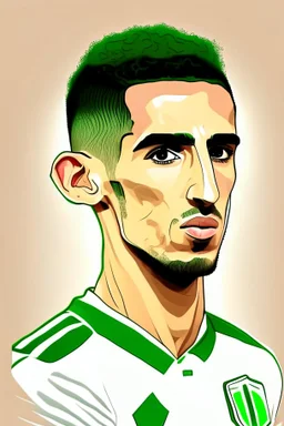 Ryan Ait Nouri Algerian soccer player cartoon 2d