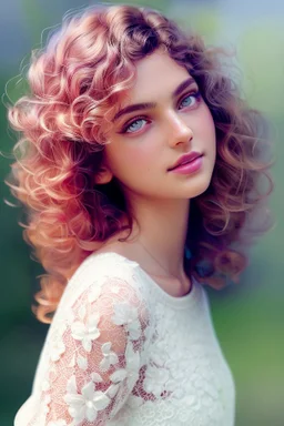 April, Summer Fashion, full body,smooth soft skin, curly hair, detailed eyes, detailed face, looking into camera, intricate, summer outfit, pink, back lighting, realistic concept art, digital painting, rich 3d render, hyper-realistic painting, cinema 4D render, art by WLOP, by Agnes Cecile, Michael Whelan