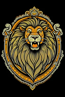 mythical creatures growling lion with armor Logo