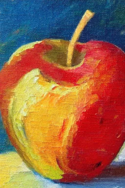 Abstract impasto oil painting of an apple,centred
