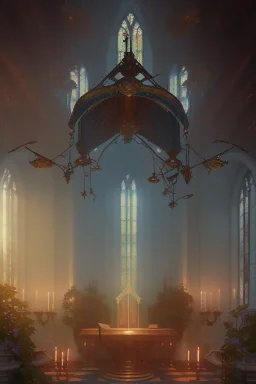 church inside, 8k resolution concept Greg Rutkowski, Artgerm, WLOP, Alphonse Mucha dynamic lighting hyperdetailed triadic colors Unreal Engine 5 volumetric lighting,