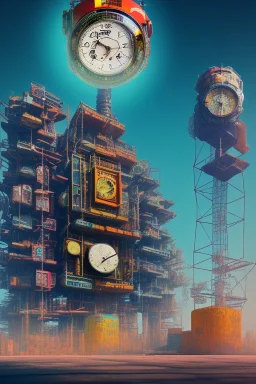 futuristic pinhole camera in Kente, rusted clocks lens, cinematic, scaffolding, cyberpunk, 8k quality