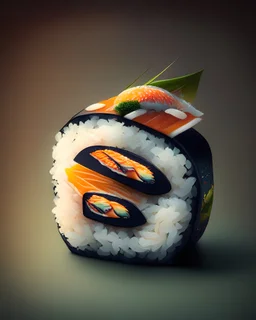una estampa de un sushi feliz