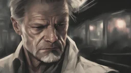 Very Old man Max Payne Clint Eastwoo Stocholm city oil paiting by artgerm display style style dream, symptom, image artgerm display style punk anarchists