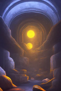 abstract, Moon in a dwarven mine underground