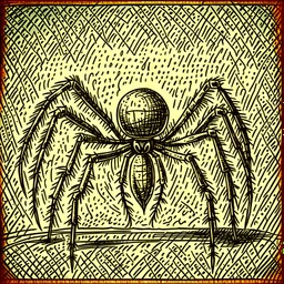A scary but simple line drawing of a spider in gothic style