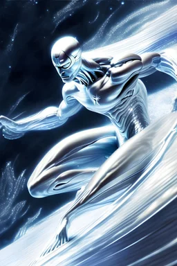 10k Hyper realistic detailed The Silver Surfer (Marvel) using his powers in space