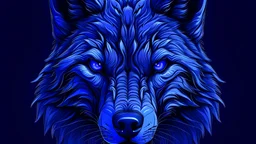 голова в полный размер с ушами и опытного Непокорного волка оттенки фиолетовые или синие на фоне в высоком разрешении