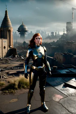 ruined city, __sci-fi armor__, __angles__, 19 year old woman, strikingly beautiful, ginger hair, titanium colour, [__starlets__|__starlets__], (pale __skincolor__ skin:1.2), __camera__ __hair__, detailed face and eyes, c-cup breasts, leather choker, freckles, dynamic pose, _expression_, __accessory__, strappy outfit, (straps:1.1), longsword in right hand, (buckles, buttons, snaps, rings:1.0), exposed midriff, detailed eyes, plump lips, fantasy theme, Model hash: ddc3021b