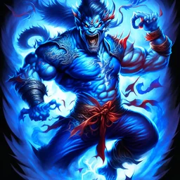 dragonman high detailed concept art, front facing, dynamic pose, full body, disney, blue background color, t-shirt design,