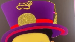 Purple and Red Tophat with a gold ribbon in the style of salvador dali