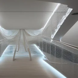 10 Grenelle, biomorphic structure , staircase , morphed with electronic wiring and mixed with lights , bioluminescence, centrepiece,France, interior design, Les Echos, Le Parisien, LVMH, media division, minimalist, office environment, parametric sculpture, Paris, refined details, staircase , minimal background, masterpiece of Ora Ito