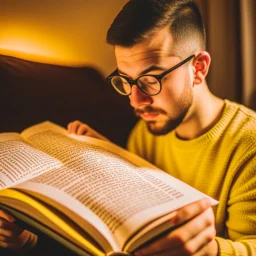 A picture of a person reading a remarkable book on self-development, with a focus on working on self-improvement and acquiring new knowledge.