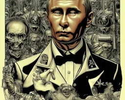 atomic bomb evil Russia president satan fangs Vladimir Putin,