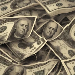 the ruble tears up the dollar, photorealistic.