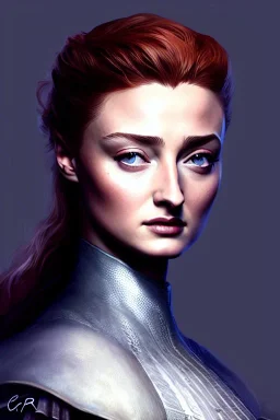 little pretty girl sansa stark, intricate, elegant, highly detailed, digital painting, artstation, concept art, smooth, sharp focus, illustration, art by Cedric Peyravernay