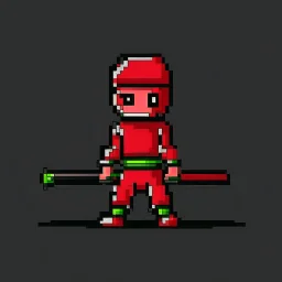 a pixel art style simple 32-bit Ninja with a red outfit