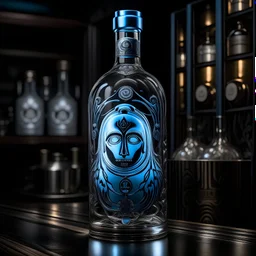 big vodka bottle with ghosts inside