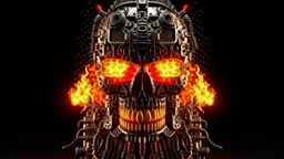 4K. REALISTIC FULL DETAILS. LOGO EMISSION DE RADIO HARDROCK FIRESTARTER TERMINATOR.