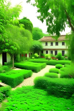 School in a green garden