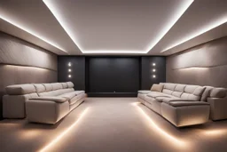 home cinema room with LED lighting in the walls make sure the room is completely symmetrical