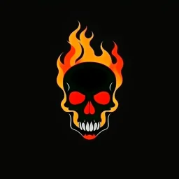 minimalistic skull with flame logo