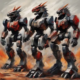 S.O.S. Dinobots, in semi impasto art style