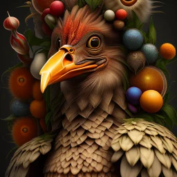 100% + Base Image ::: Giuseppe Arcimboldo Tall Bird Exotic Modifiers: highly detailed sharp focus extremely detailed intricate beautiful high definition crisp quality details focused no text no watermark great depth and scale intricately detailed no frame crisp No Signature sharp details no numbers Extreme Sharpness Depth in Details Field of Depth Started from image: