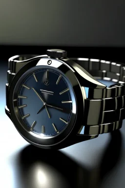 "Create a realistic render of a Boeing watch, emphasizing the reflections on its polished stainless steel case to showcase its premium craftsmanship."