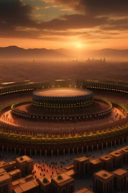 An image of Mecca with sunset in 8K resolution